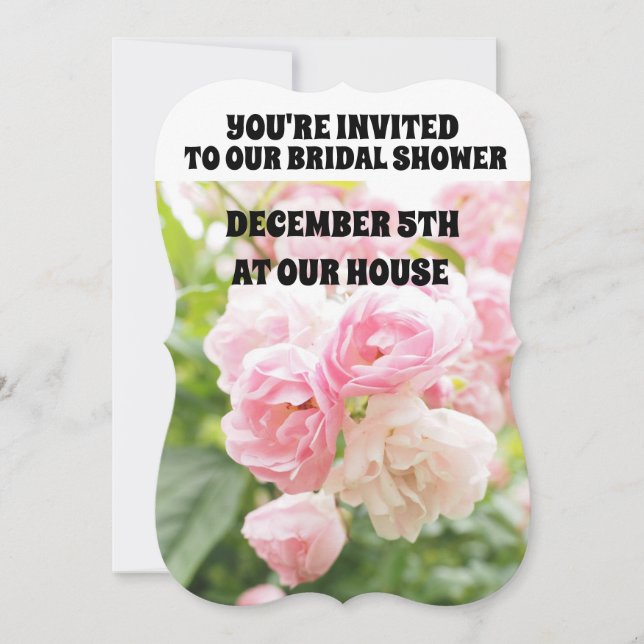  BRIDAL SHOWER PINK ROSES INVITATIONS  (Front)