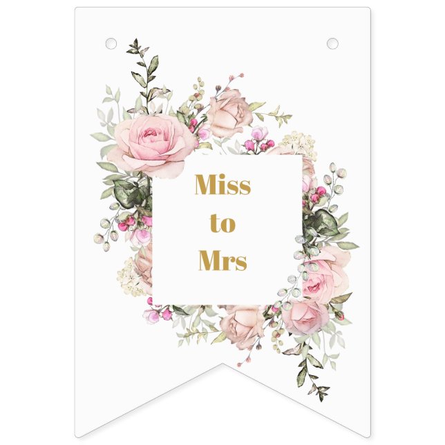 Bridal Shower Pink Roses Miss to Mrs Bunting (Sixteenth Flag)