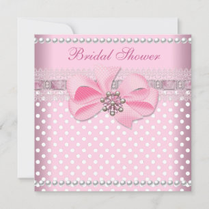 Bridal Shower Pink Spot Pearl Lace Wedding Invitation