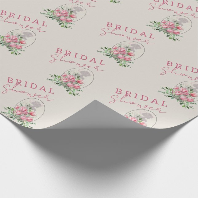 Bridal Shower Pink Tulip Wrapping Paper (Corner)