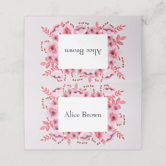 Bridal Shower Pink Watercolor Flowers Place Card
