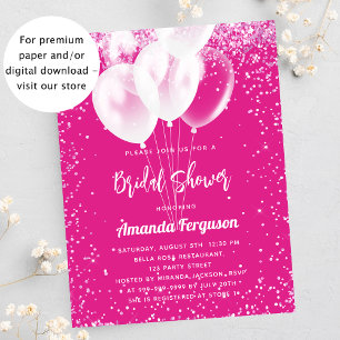 Bridal Shower pink white balloon budget invitation