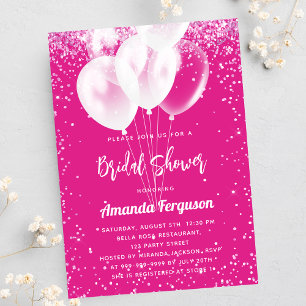 Bridal Shower pink white balloons luxury Invitation