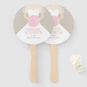Bridal shower pink white dress custom fans