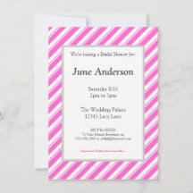 Bridal Shower Pink White Stripes Custom Invitation