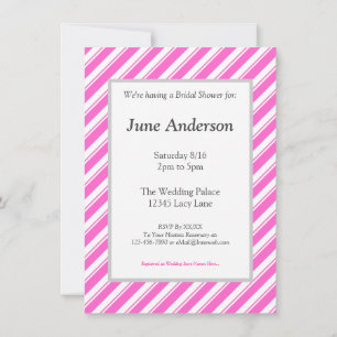 Bridal Shower Pink White Stripes Custom Invitation