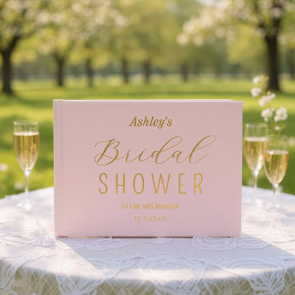 Bridal Shower Pink Yellow Gold Foil Guestbook