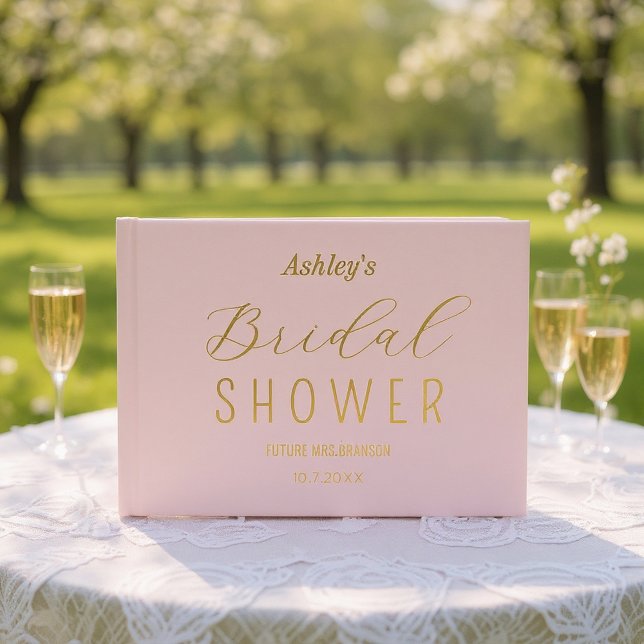 Bridal Shower Pink Yellow Gold Foil Guestbook (Creator Uploaded)