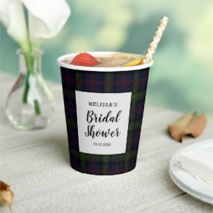 Bridal Shower Plaid Clan Malcolm Tartan Paper Cups