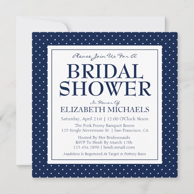 Bridal Shower Polka Dots Invitation (Front)