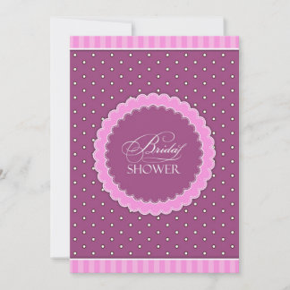 Bridal Shower Polka Pink Purple Flat Invitation