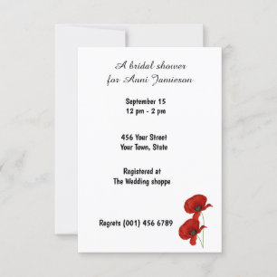 Bridal Shower  Poppy Red  Invitation