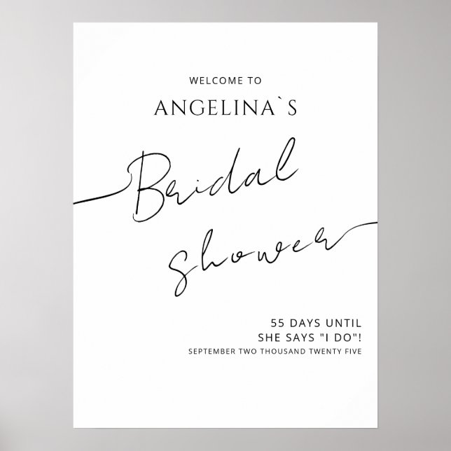 Bridal shower Posters in a modern design. (Front)
