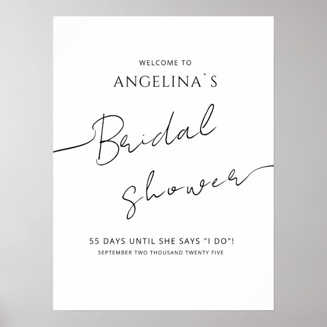 Bridal shower Posters in a modern design. (Front)