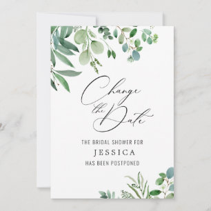 Bridal Shower Postponed Change the Date Eucalyptus Invitation