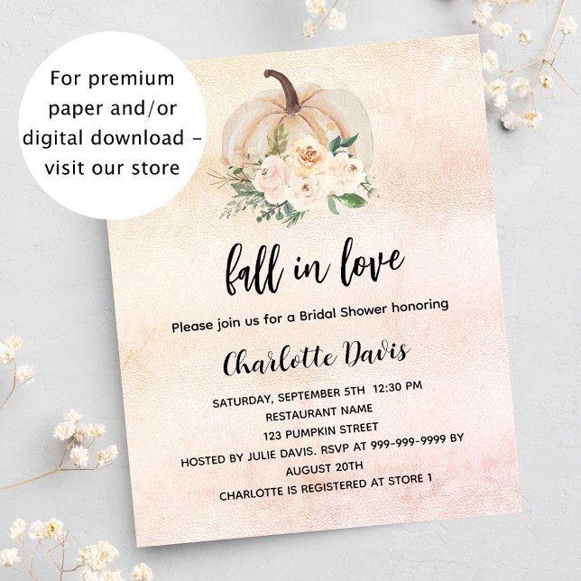 Bridal shower pumpkin fall love budget invitation (Creator Uploaded)