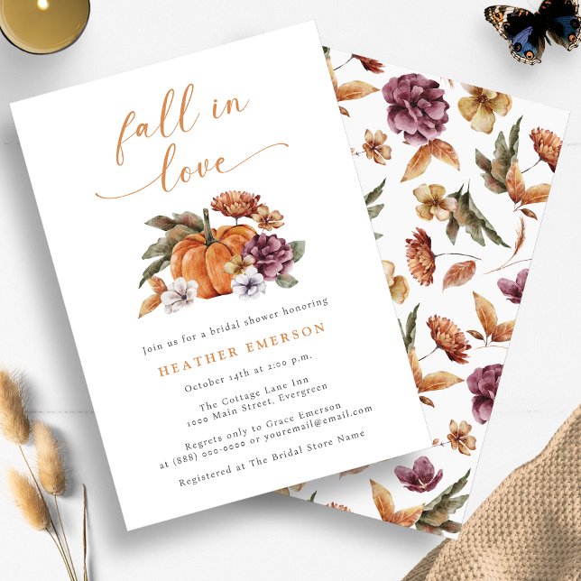 Bridal Shower Pumpkin Invitation (Pumpkin Fall In Love Bridal Shower Invitation by Painted Paperie)