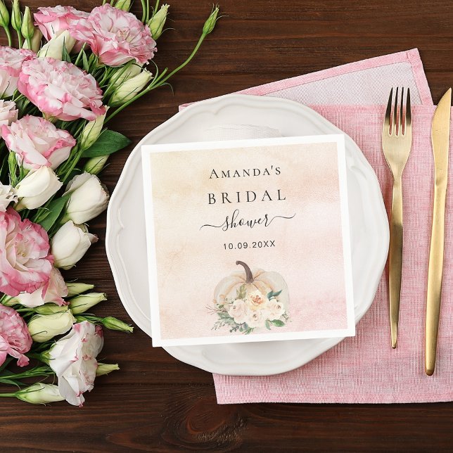 Bridal Shower pumpkin rose gold cream blush Napkin (Creator Uploaded)