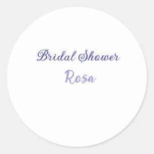 Bridal shower purple add name date elegantstylish classic round sticker
