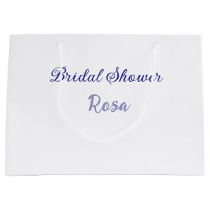Bridal shower purple add name date elegantstylish  large gift bag