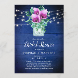 Bridal Shower Purple Calla Lily Lights Floral Invitation