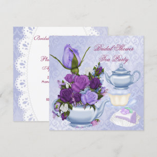 Bridal Shower Purple Floral Tea Party Invitation