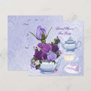 Bridal Shower Purple Floral Tea Party Invitation