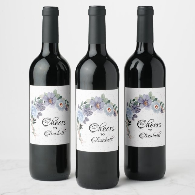 Bridal Shower Purple Floral Watercolor Wine Label (Bottles)