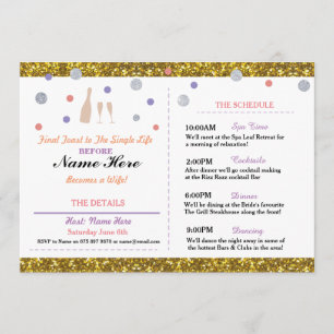 Bridal Shower Purple Gold Itinerary Bachelorette Programme