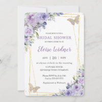 Bridal Shower Purple Lilac Floral Butterflies
