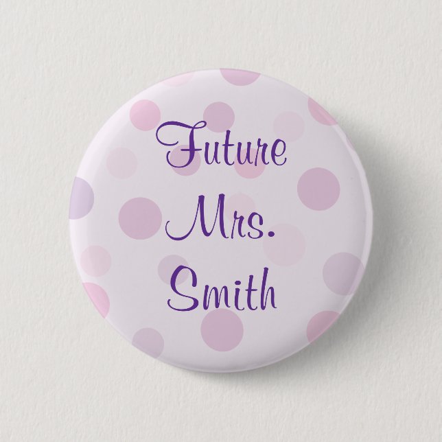 Bridal Shower Purple Polka Dot Theme Pins (Front)
