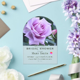 Bridal Shower (Purple Rose) Acrylic Invitations