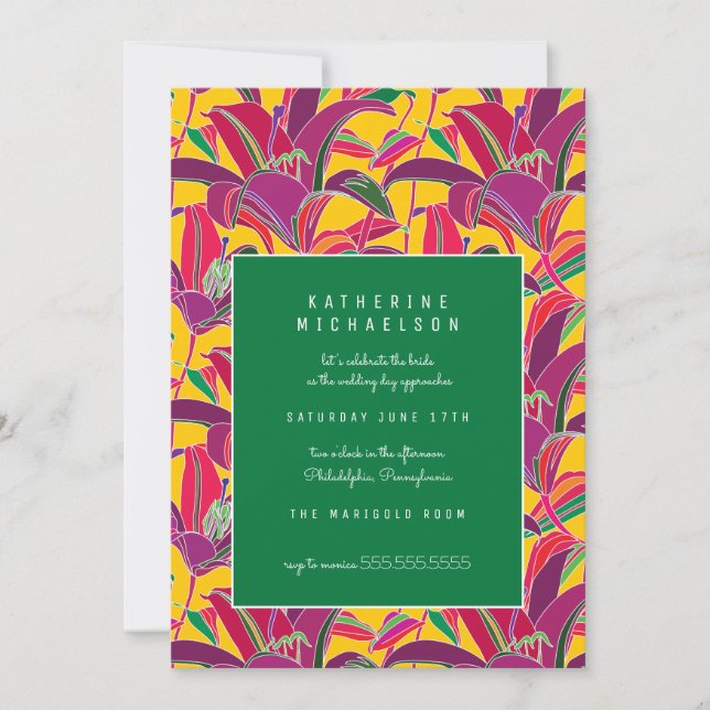 BRIDAL SHOWER | Purple Tiger Lily Invitation (Front)