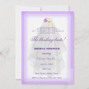Bridal Shower Purple Watercolor Wedding Dress   Invitation