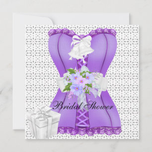 Bridal Shower Purple White Corset Flower Invitation