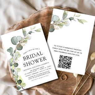 Bridal Shower QR Code Greenery Eucalyptus Invitation