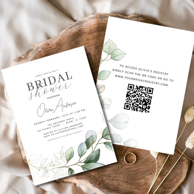 Bridal Shower QR Code Greenery Eucalyptus Invitation (Creator Uploaded)