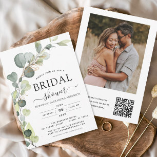 Bridal Shower QR Code Photo Eucalyptus Greenery  Invitation