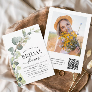 Bridal Shower QR Code Photo Eucalyptus Invitation