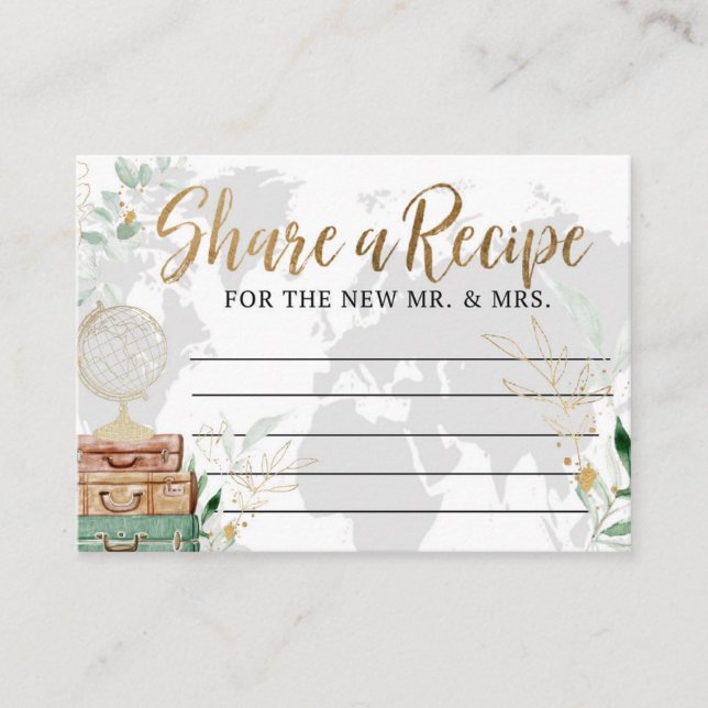 Bridal Shower, Recipe, Adventure  Enclosure Card (Front)