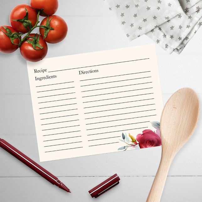 Bridal Shower Recipe Burgundy Marsala Floral (Creator Uploaded)