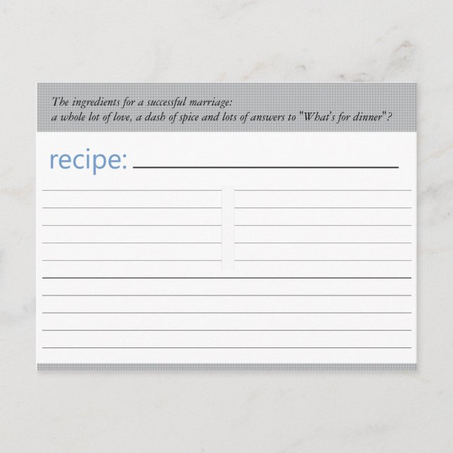 Bridal Shower Recipe Card (Front)