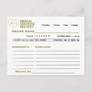 Bridal Shower Recipe Card