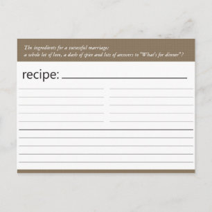 Bridal Shower Recipe Card