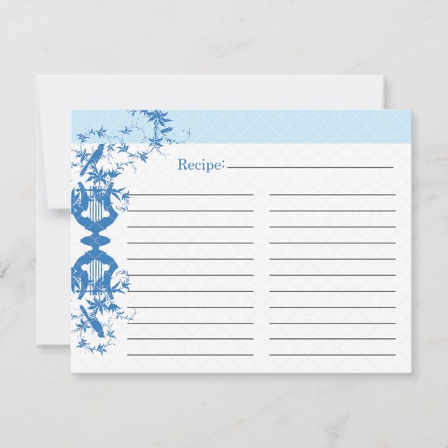 Bridal Shower Recipe Card - Blue (Front)