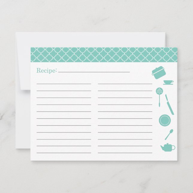 Bridal Shower Recipe Card - Blue (Front)