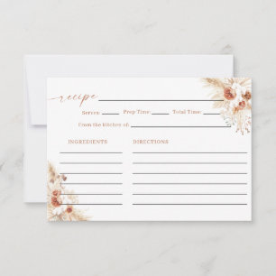 Bridal Shower Recipe Card, Boho Floral Bouquet Invitation