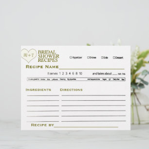 Bridal Shower Recipe Card Custom Letterhead