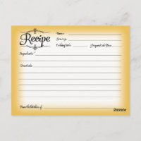 Bridal Shower Recipe Card Desserts Scrolls Retro