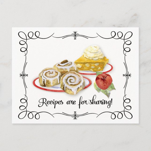 Bridal Shower Recipe Card Desserts Scrolls Retro (Front)